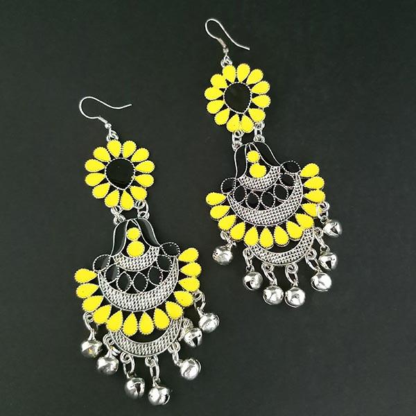 Tip Top Fashions Yellow And Black Meenakari Afghani Earrings - 1311061U
