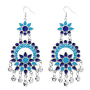 Jeweljunk Blue Meenakari Silver Plated Afghani Earrings - 1311062B