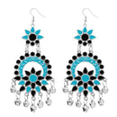 Jeweljunk Blue Meenakari Silver Plated Afghani Earrings - 1311062D