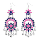 Jeweljunk Silver Plated Pink Meenakari Afghani Earrings - 1311062E