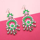 Jeweljunk Green & Pink Meenakari Afghani Earrings - 1311062N