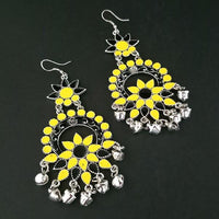 Jeweljunk Yellow And Black Meenakari Afghani Earrings - 1311062O