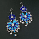 Jeweljunk Blue Meenakari Silver Plated Afghani Earrings - 1311063J