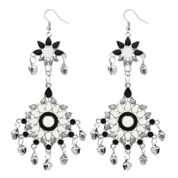 Jeweljunk Silver Plated White Meenakari Afghani Earrings - 1311064A