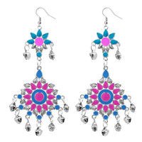 Jeweljunk Pink Meenakari Silver Plated Afghani Earrings - 1311064B