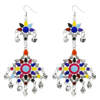 Jeweljunk Silver Plated Multi Meenakari Afghani Earrings - 1311064E