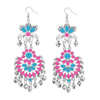 Jeweljunk Pink Meenakari Silver Plated Afghani Earrings - 1311065C