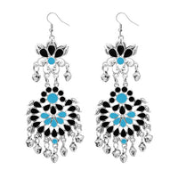 Jeweljunk Black Meenakari Silver Plated Afghani Earrings - 1311065H
