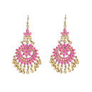 Jeweljunk Pink Meenakari Gold Plated Afghani Earrings - 1311066B