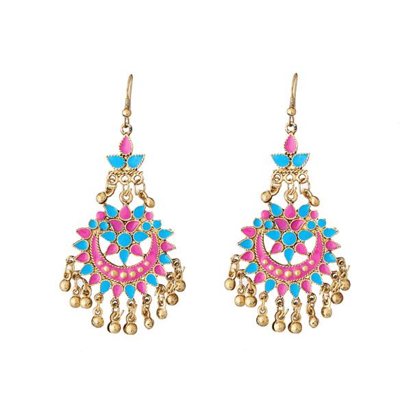 Jeweljunk Pink Meenakari Gold Plated Afghani Earrings - 1311066E