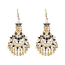 Jeweljunk White Meenakari Gold Plated Afghani Earrings - 1311066G