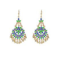 Jeweljunk Green Meenakari Gold Plated Afghani Earrings - 1311066I