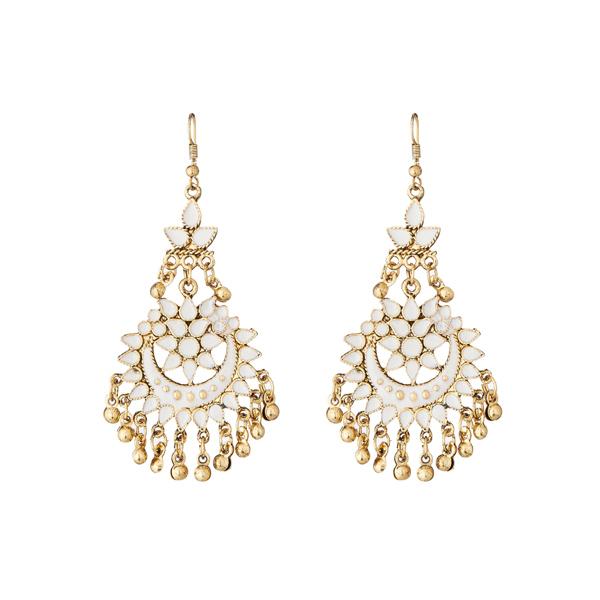 Jeweljunk Gold Plated White Meenakari Afghani Earrings - 1311066J