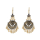 Jeweljunk Black Meenakari Gold Plated Afghani Earrings - 1311066L