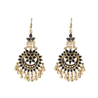 Jeweljunk Black Meenakari Gold Plated Afghani Earrings - 1311066L