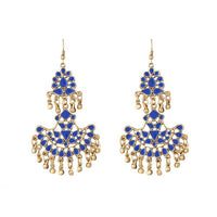Jeweljunk Gold Plated Blue Meenakari Afghani Earrings - 1311067C