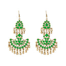 Jeweljunk Green Meenakari Gold Plated Afghani Earrings - 1311067D