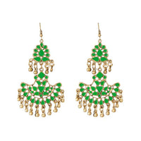 Jeweljunk Green Meenakari Gold Plated Afghani Earrings - 1311067D