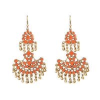 Jeweljunk Orange Meenakari Gold Plated Afghani Earrings - 1311067E