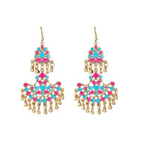 Jeweljunk Pink Meenakari Gold Plated Afghani Earrings - 1311067H