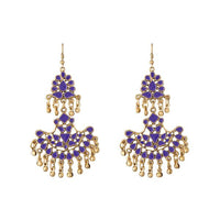 Jeweljunk Purple Meenakari Gold Plated Afghani Earrings - 1311067I
