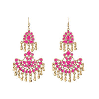 Jeweljunk Pink Meenakari Gold Plated Afghani Earrings - 1311067J