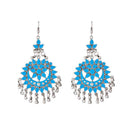 Jeweljunk Blue Meenakari Silver Plated Afghani Earrings - 1311069A