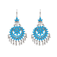 Jeweljunk Blue Meenakari Silver Plated Afghani Earrings - 1311069A