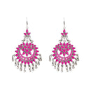 Jeweljunk Pink Meenakari Silver Plated Afghani Earrings - 1311069F