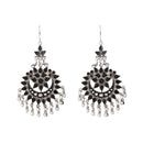 Jeweljunk Black Meenakari Silver Plated Afghani Earrings - 1311069G