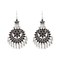 Jeweljunk Black Meenakari Silver Plated Afghani Earrings - 1311069G
