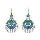 Jeweljunk Blue Meenakari Silver Plated Afghani Earrings - 1311069H