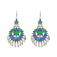 Jeweljunk Blue Meenakari Silver Plated Afghani Earrings - 1311069H