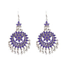Jeweljunk Purple Meenakari Silver Plated Afghani Earrings - 1311069I