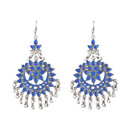 Jeweljunk Blue Meenakari Silver Plated Afghani Earrings - 1311069K