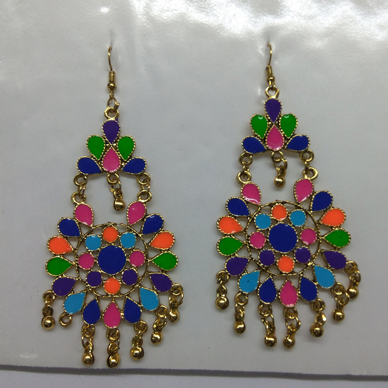 Kriaa Antique Gold Plated Afghani Multicolour Dangler Earring