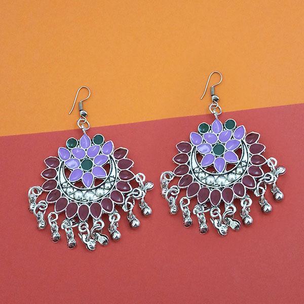 Jeweljunk Maroon And Purple Meenakari Afghani Earrings - 1311080G