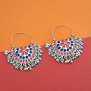Jeweljunk Blue And Orange Meenakari Afghani Earrings - 1311084G