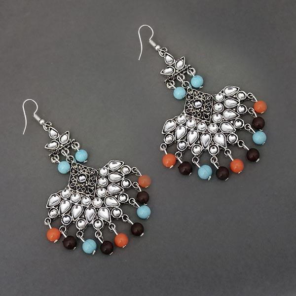 Jeweljunk Silver Plated Multi Bead Afghani Earrings - 1311091