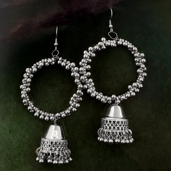Jeweljunk Silver Plated Jhumka Earrings