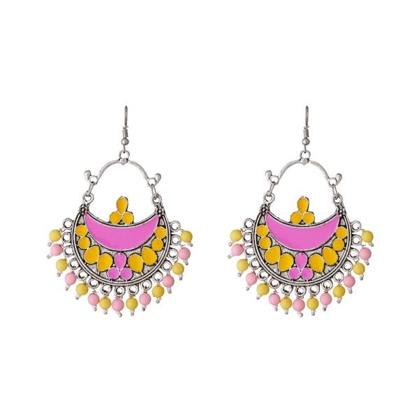 Jeweljunk Beads Rhodium Plated Meenakari Afghani Earrings - 1311210D