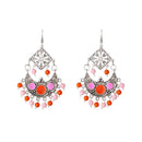 Jeweljunk Beads Rhodium Meenakari Afghani Earrings - 1311211A