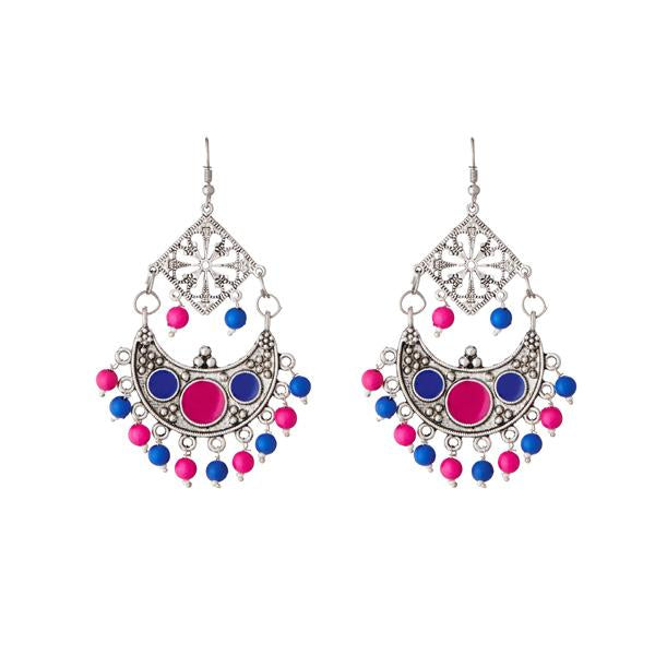 Jeweljunk Rhodium Plated Beads Afghani Earrings - 1311211B