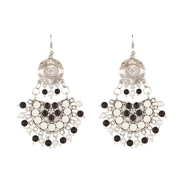 Jeweljunk Rhodium Plated Beads Afghani Earrings - 1311212A