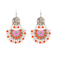 Jeweljunk Beads Rhodium Plated Meenakari Afghani Earrings - 1311212D