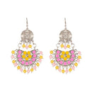 Jeweljunk Beads Rhodium Plated Meenakari Afghani Earrings - 1311212E