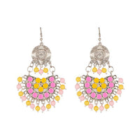 Jeweljunk Beads Rhodium Plated Meenakari Afghani Earrings - 1311212E