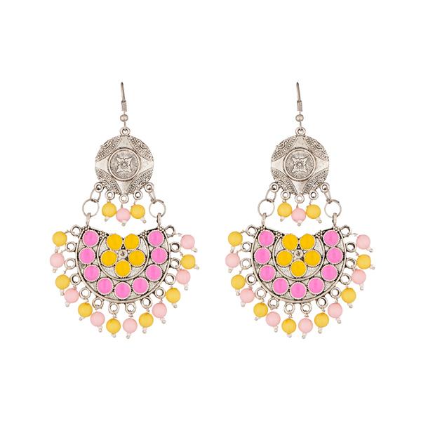 Jeweljunk Beads Rhodium Plated Meenakari Afghani Earrings - 1311212E