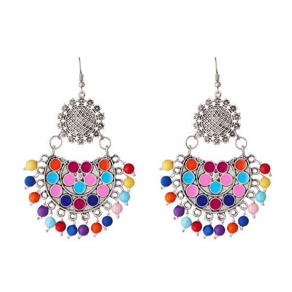 Jeweljunk Meenakari Beads Afghani Earrings - 1311215