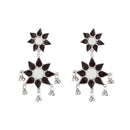 Jeweljunk Black Meenakari Rhodium Plated Aghani Earrings - 1311218C